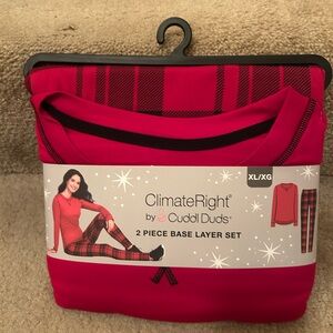 Cuddl Duds Red Plaid Base Layer Set